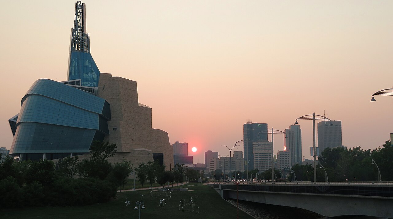 Winnipeg skyline from Esplanade Riel, Manitoba